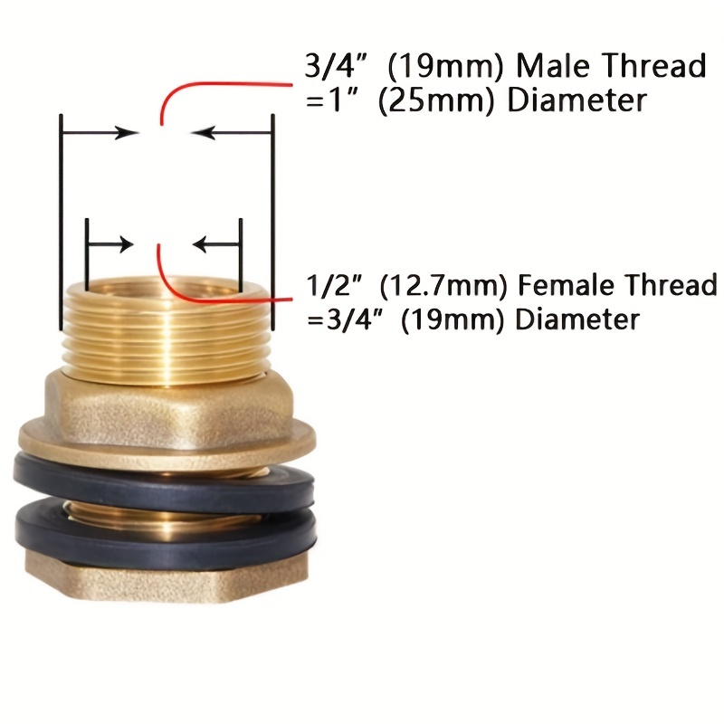 1/2 Female 3/4 Male Solid Brass Water Tank Connector, Double Threaded  Bulkhead Tank Fitting with 2 Rubber Ring Stabilizing, Pipe Fittings -   Canada