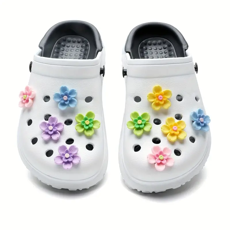 10 Pcs Flower Shoe Charms For Girls Cute Flower Designer Shoe Charms For  Adults Kawaii Shoe Decoration Charms With Buttons For Clog Sandals Birthday  P