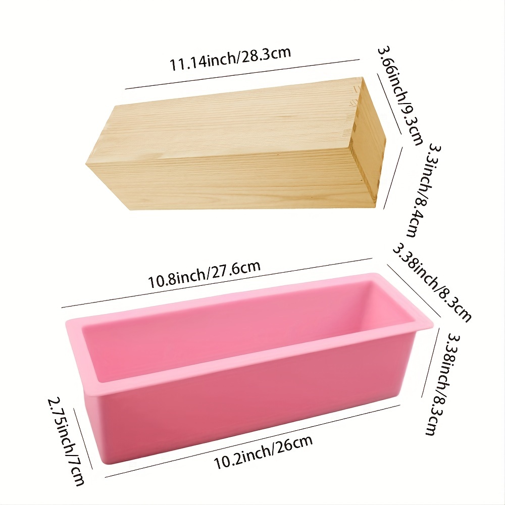  VTOSEN Molde de silicona para jabón, caja de madera rectangular,  molde de jabón de pan, moldes de jabón de silicona, para hacer jabón,  pastel de chocolate hecho a mano (rosa) 