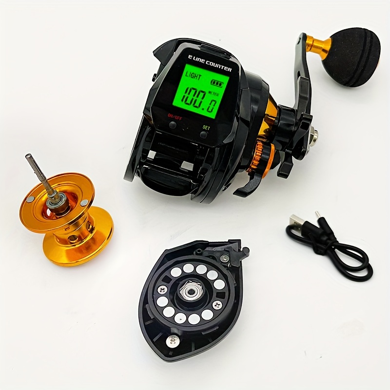 1pc Electronic 7.2:1 Gear Ratio Baitcasting Reel, Digital Display  Left/Right Aluminum Fishing Reel, USB Charging, Fishing Tackle For Saltwater