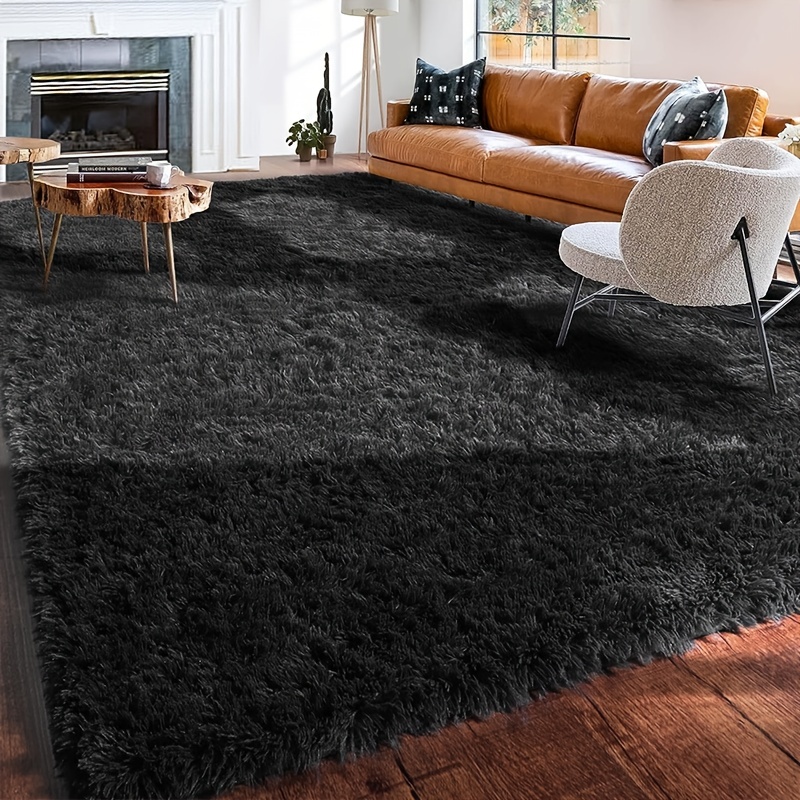 Kimicole Black Area Rug for Bedroom Living Room Carpet Home Decor, Upgraded  4x5.9 Cute Fluffy Rug for Apartment Dorm Room Essentials for Teen Girls