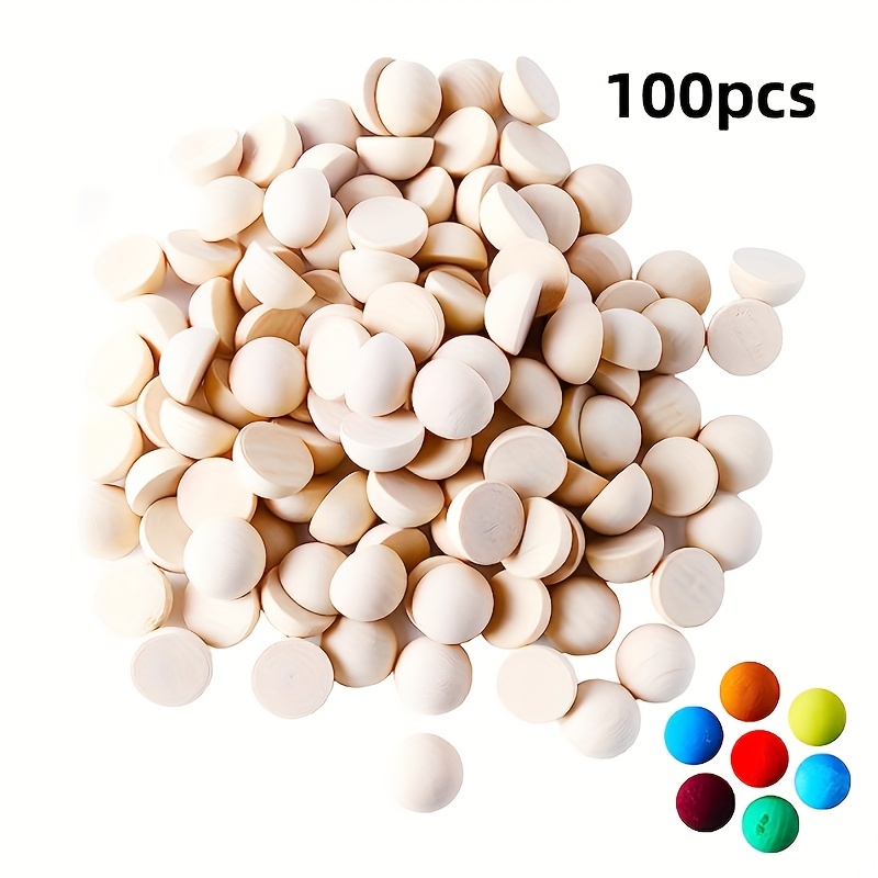 240 Pieces Half Wooden Beads, 3 Size Wooden Beads For Crafts Half