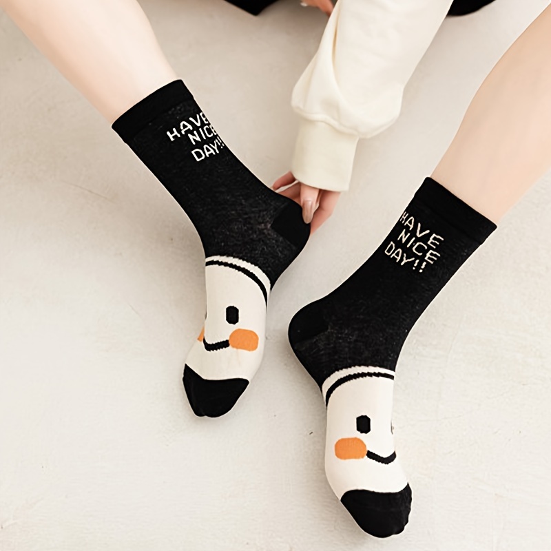 5 Pairs of Black joyful Face Women's Socks
