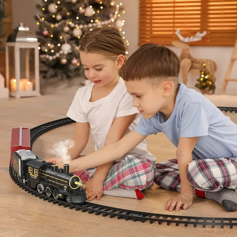 クリスマストレイン電気玩具クリスマスツリーデコレーショントレイントラックフレーム鉄道車両サウンド ライトレールカークリスマスギフト クリスマスツリー 装飾 トレイン 汽車 動く レール 電車 鉄道車