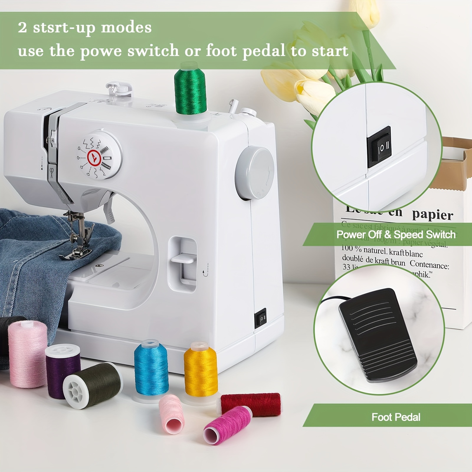 Mini machine à coudre pour enfants débutants, machine à coudre électrique  portable facile à utiliser, petit outil de couture portable amélioré avec