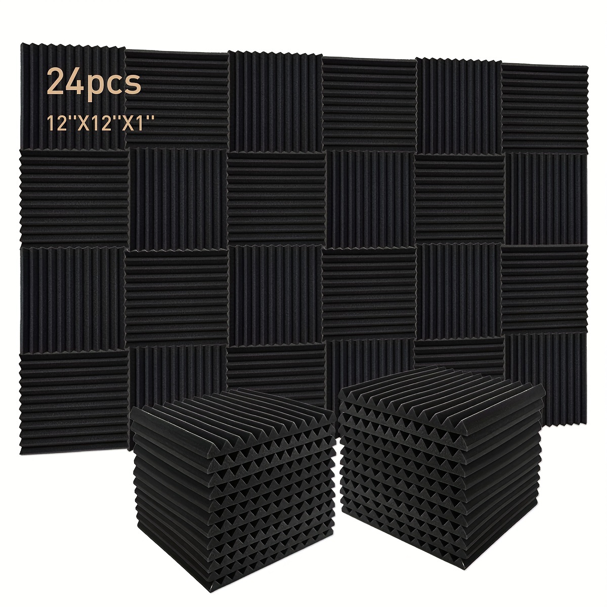 Paneles de espuma acústica de 2 x 12 x 12 x 12 pulgadas, absorción acústica  de sonido, para aislamiento acústico