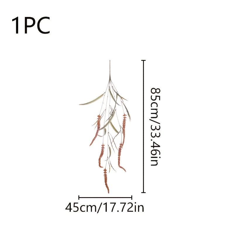 1pc シミュレーショングリーン植物吊りつる 水小麦ビーズ春草吊りつる