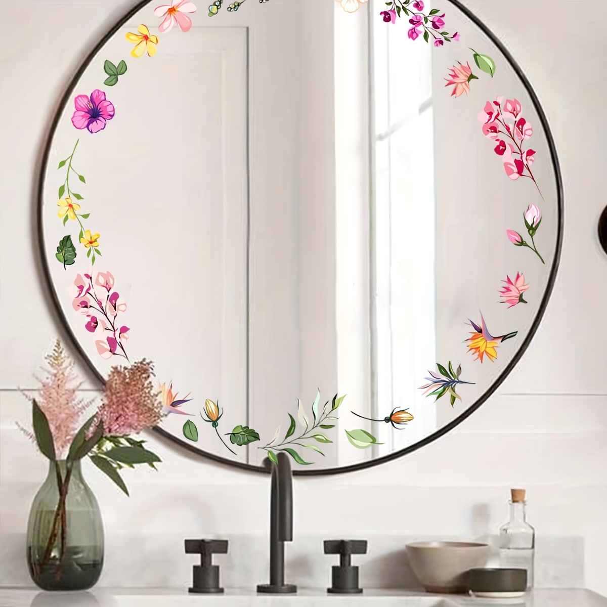 Creative acrylic round oval mirror wall sticker self-adhesive decorative  mirror
