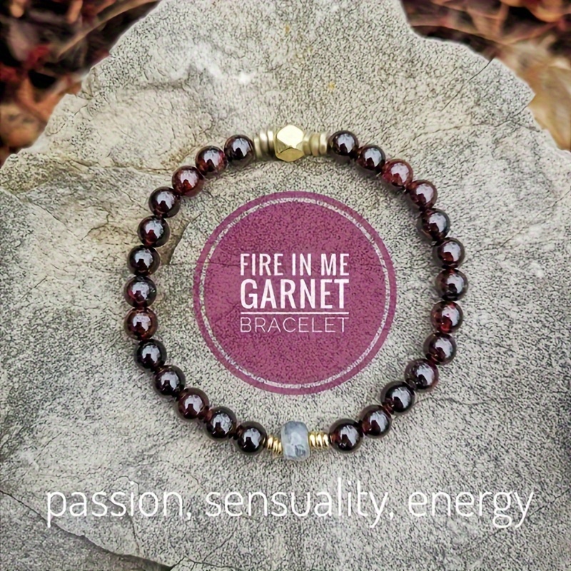 Handmade Romantic Gemstone Bracelet Red Garnet Healing Heart