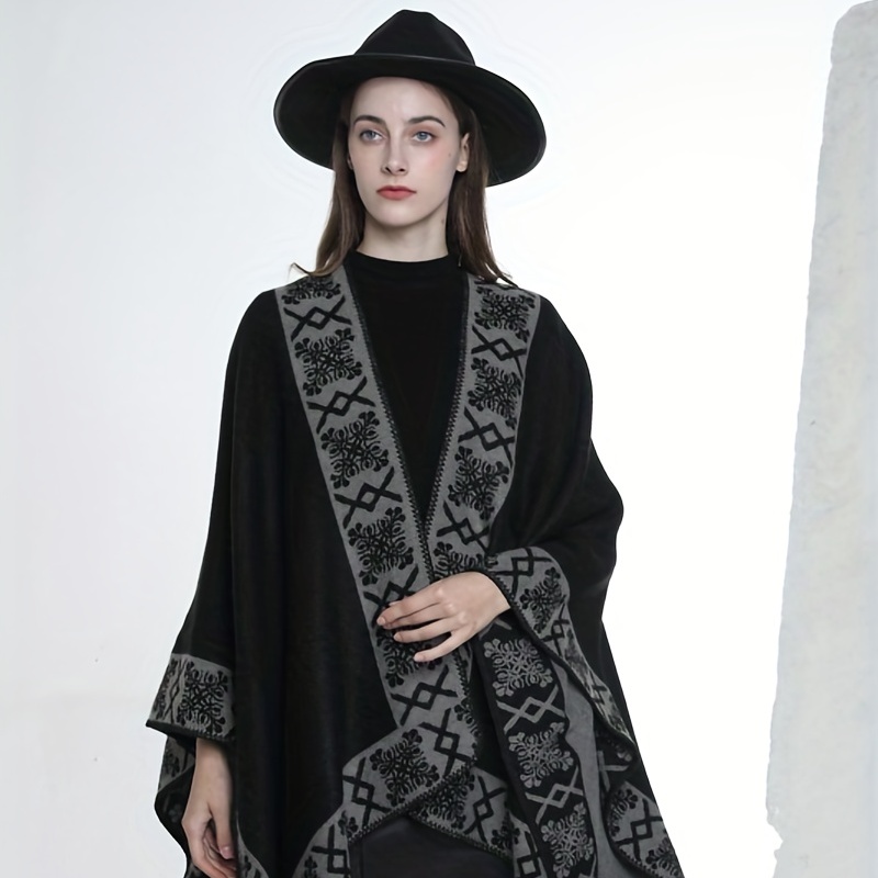 Warm Shawl Wrap Open Front Poncho Cape for Women
