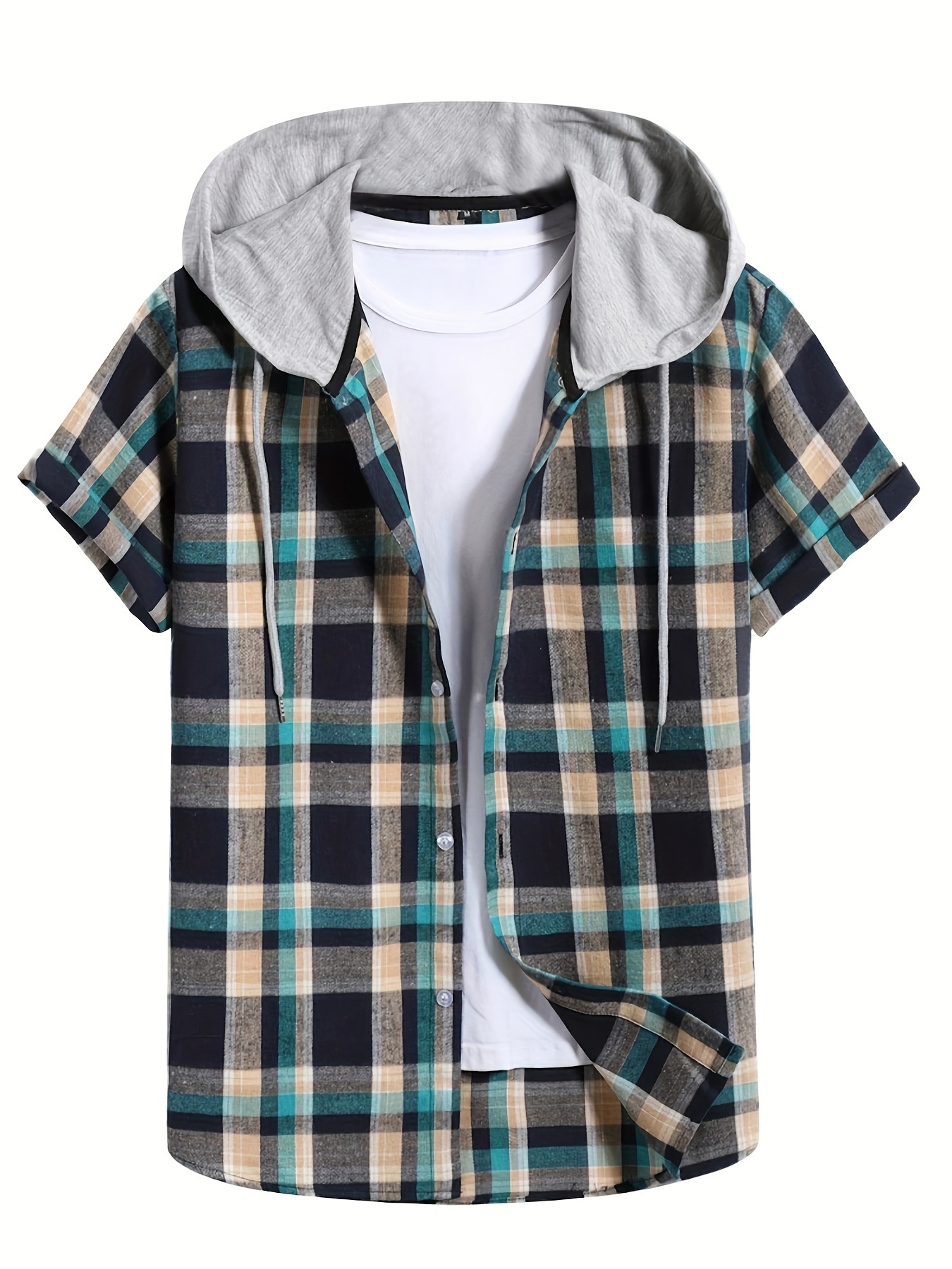 Casual Hooded Shirts For Men - Temu