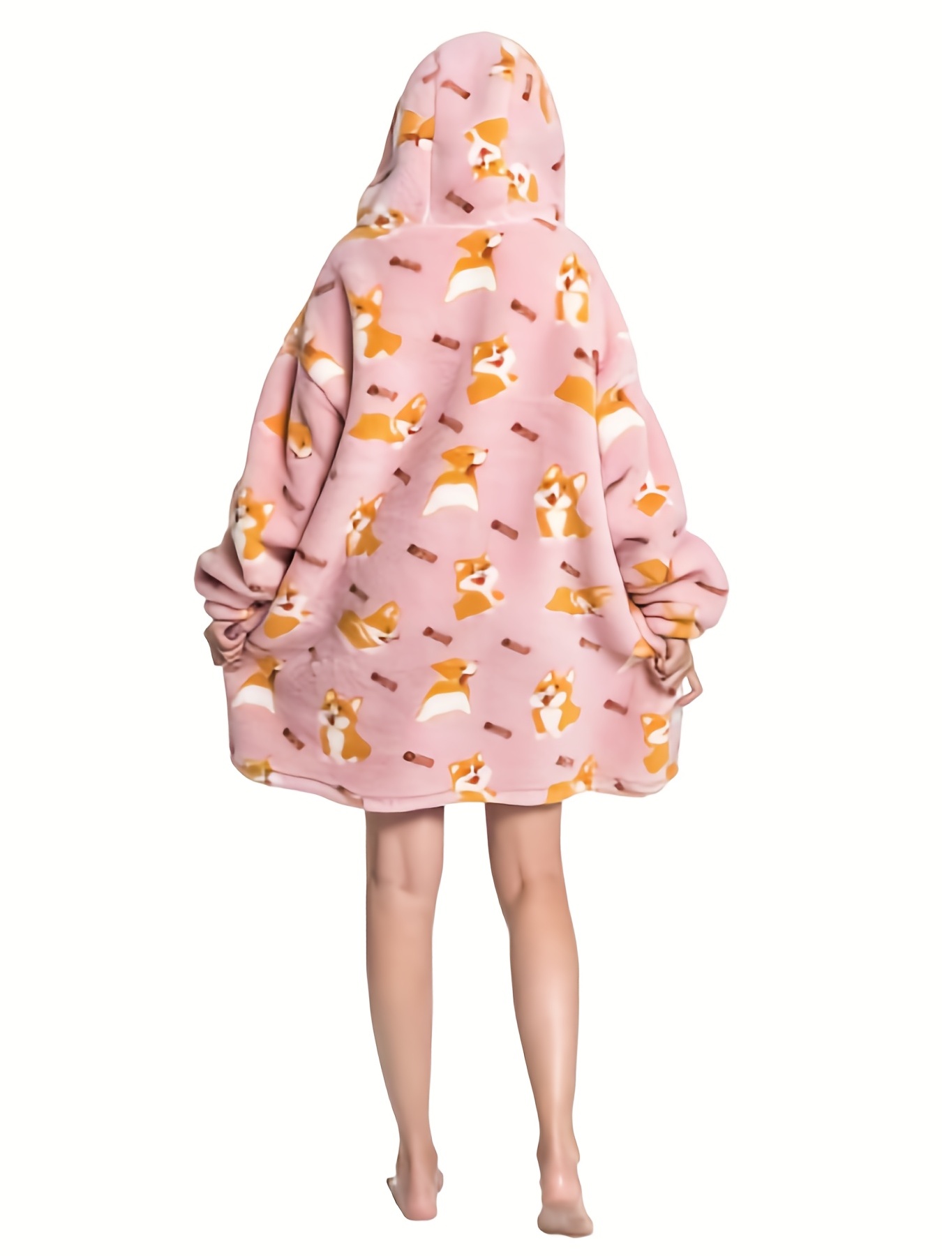 Puppy Pattern Fleece Hooded Blanket