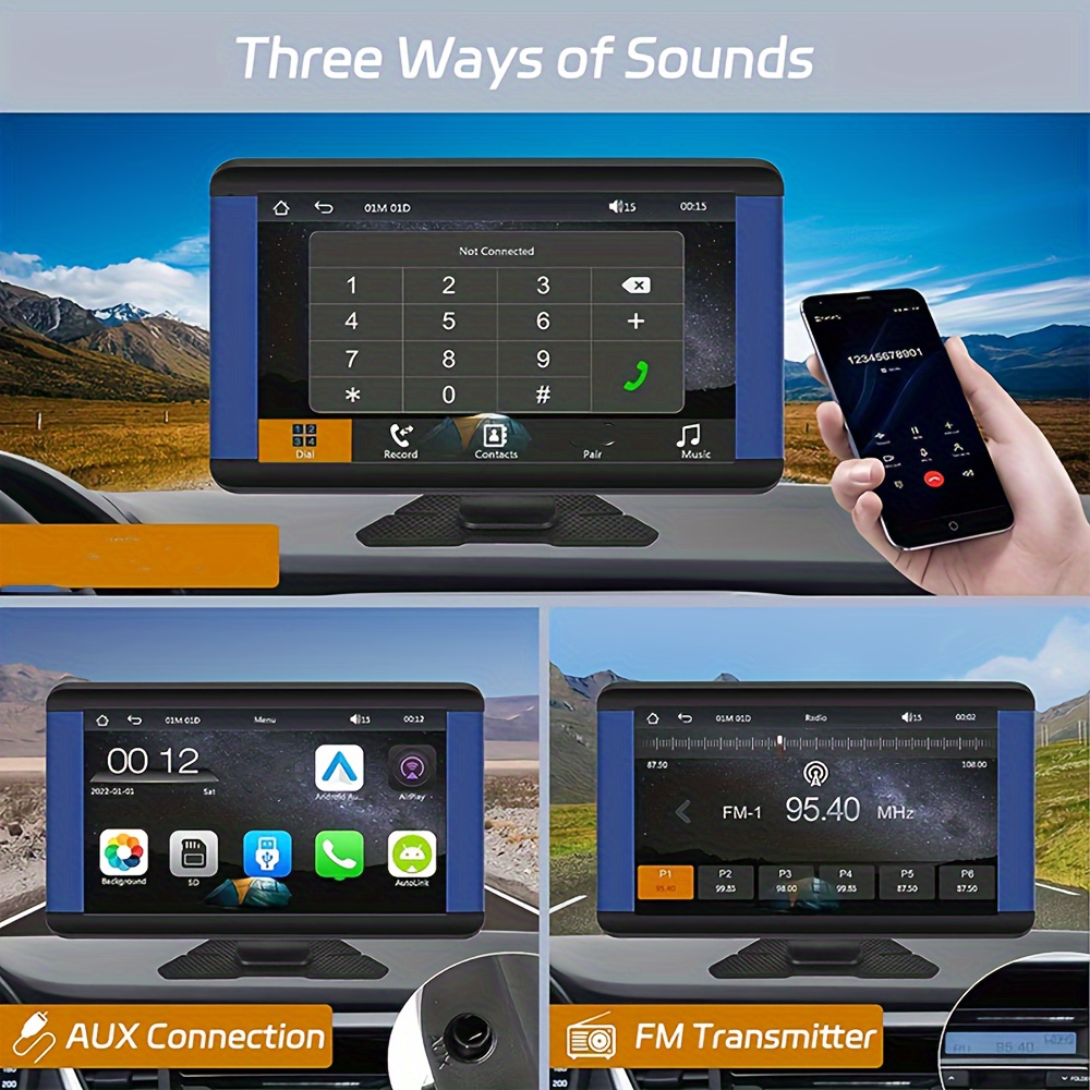  Carplay inalámbrico de 9 pulgadas con pantalla táctil Android  estéreo para coche con Android Auto inalámbrico de doble DIN Radio para  coche con WiFi navegación GPS HiFi Bluetooth USB FM/RDS Radio