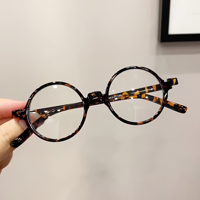 1pc Vintage Style Plain Non- Glasses With Case, Suitable For Street Photography And Commuting