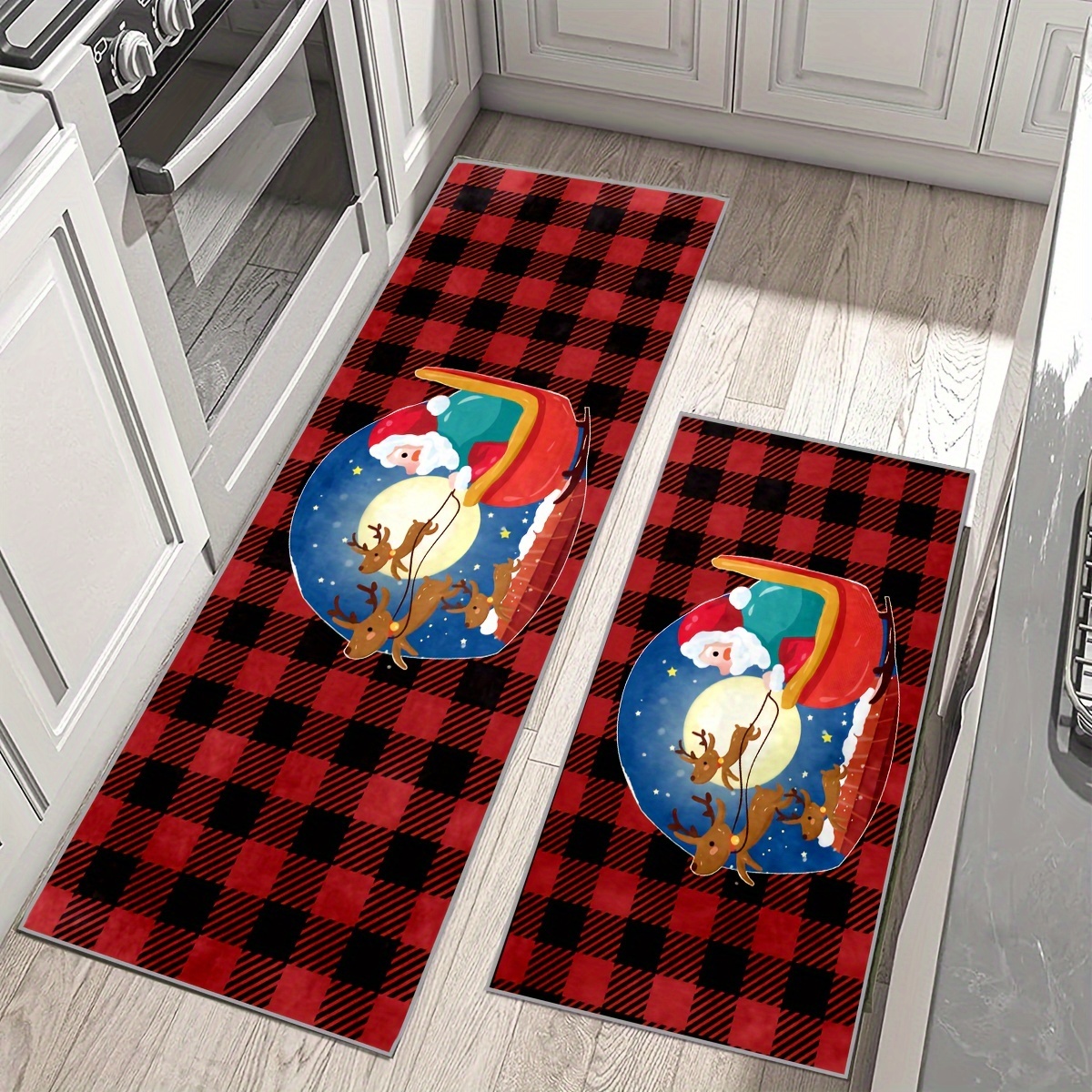 Christmas Kitchen Rugs And Mats Non Skid Washable Absorbent - Temu