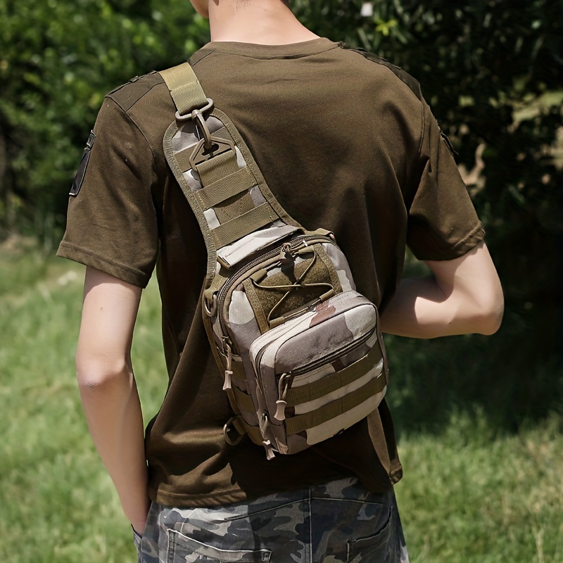 Outdoor tactical chest bag, men's multi-functional military camouflage  cycling cross-body bag, one-shoulder backpack
