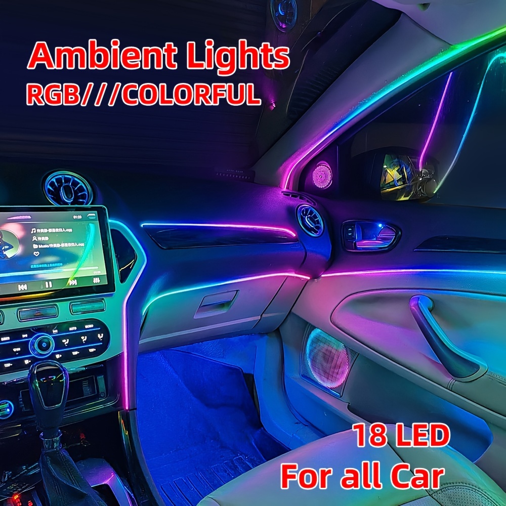 Luci per auto per interni Accessori per auto Luci a LED per auto Controllo  app con sincronizzazione remota della musica Cambia colore Rgb sotto il  cruscotto Illuminazione dell'auto con caricabatterie per auto