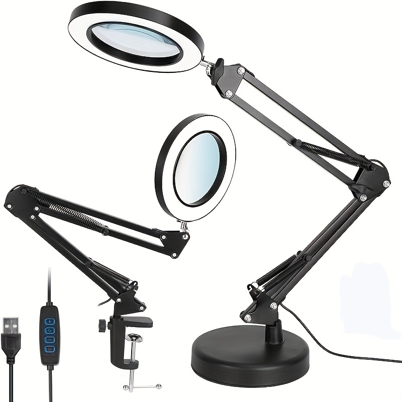 Magnifying Glass with Light and Stand, 10X Magnifying Lamp, 2-in-1 Desk  Magnifier Light for Close Work Reading Repair Crafts 