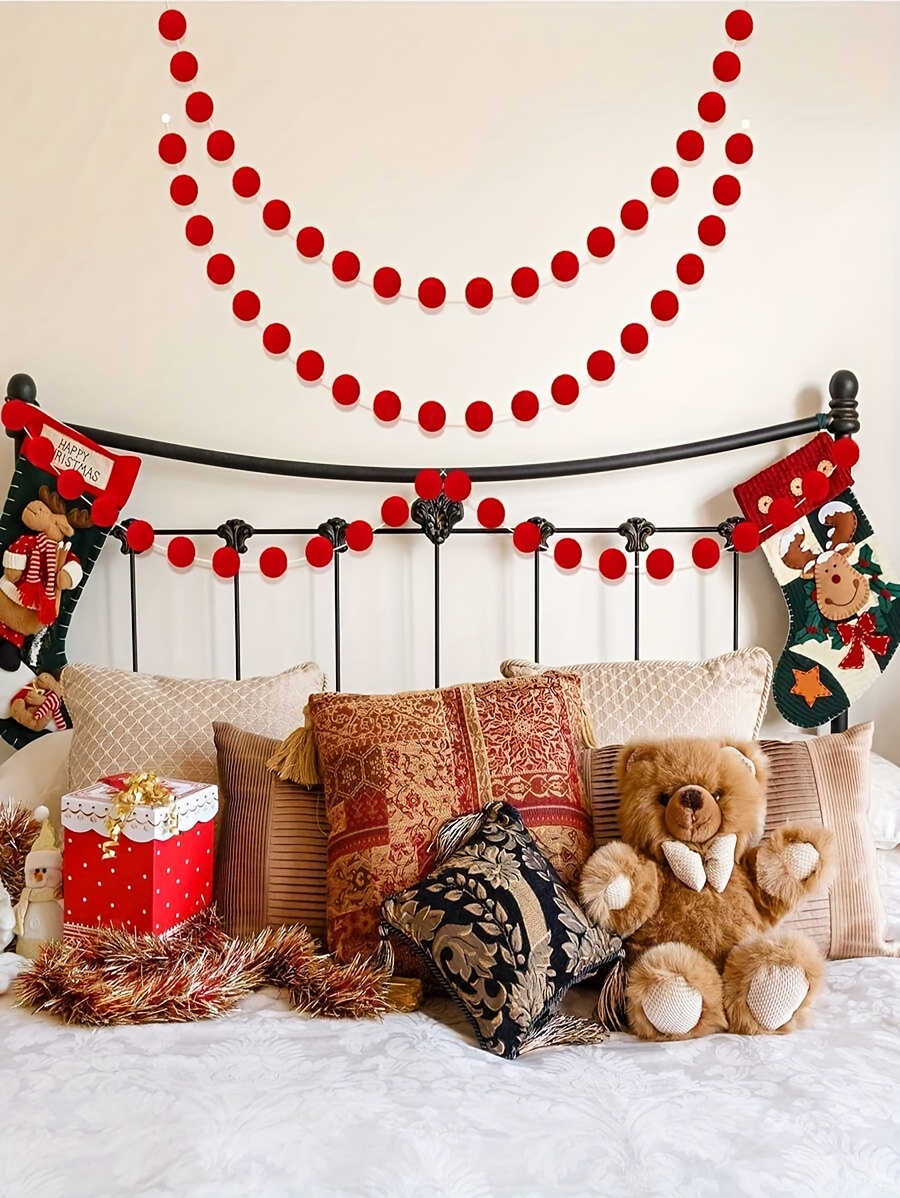 Christmas Wool Felt Ball Garland With Colorful Ball Banner - Temu