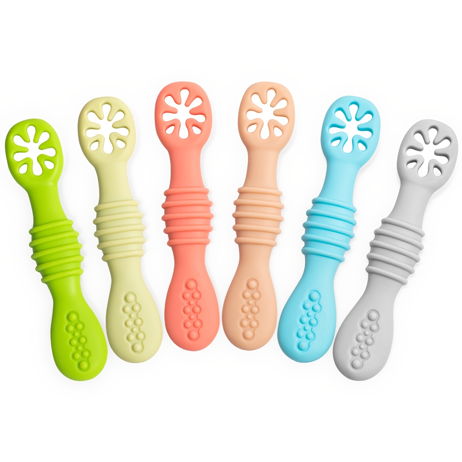 6 Pcs Silicone Baby Spoons | Baby Led Weaning Spoons | Self Feeding Toddlers Utensils | BPA Free Ages 4 Months