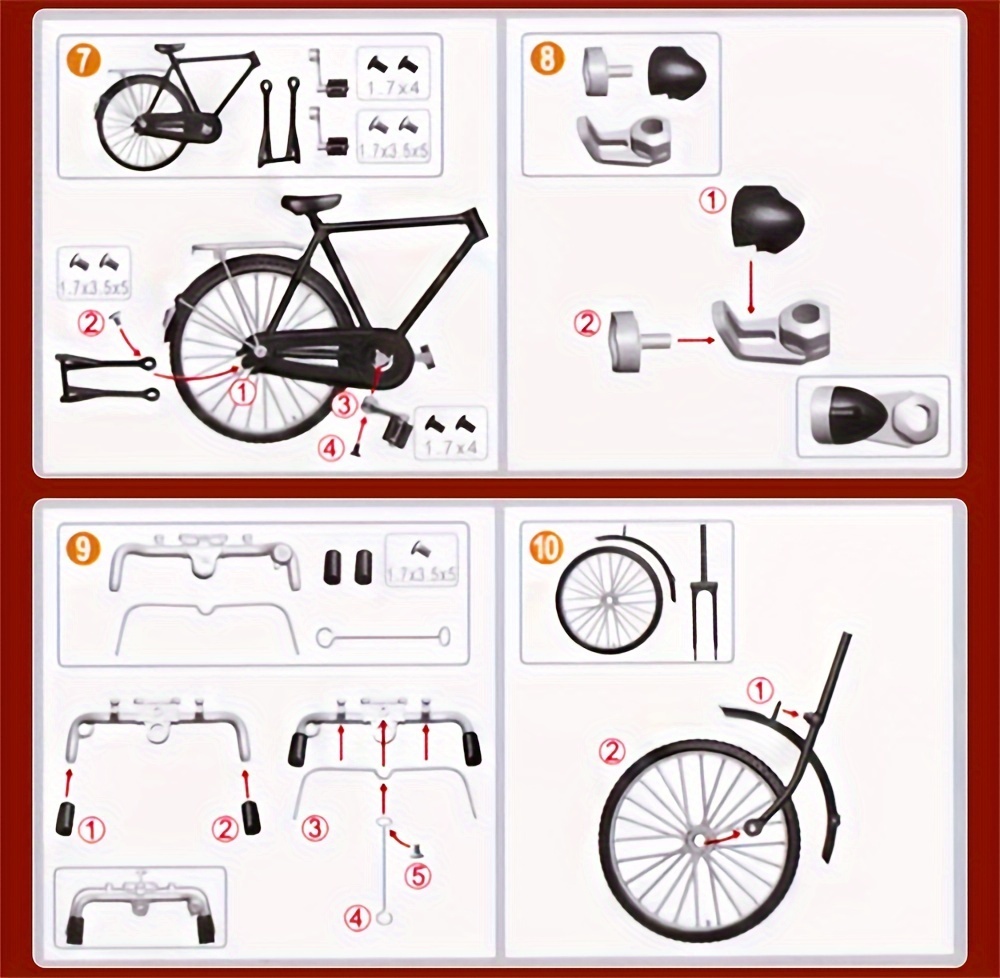 vintage bicycle model kit 51pcs miniature scale set with inflator carrying case aluminum alloy collectors hobbyists ideal gift and home office decor details 2