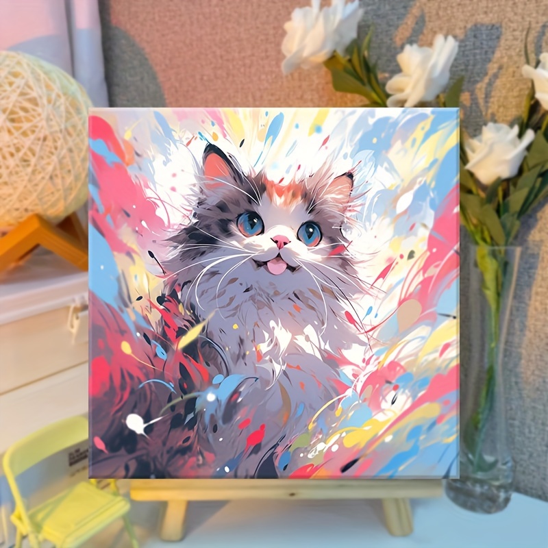 Cute Cat Colorful Creative Artificial Diamond Painting - Temu