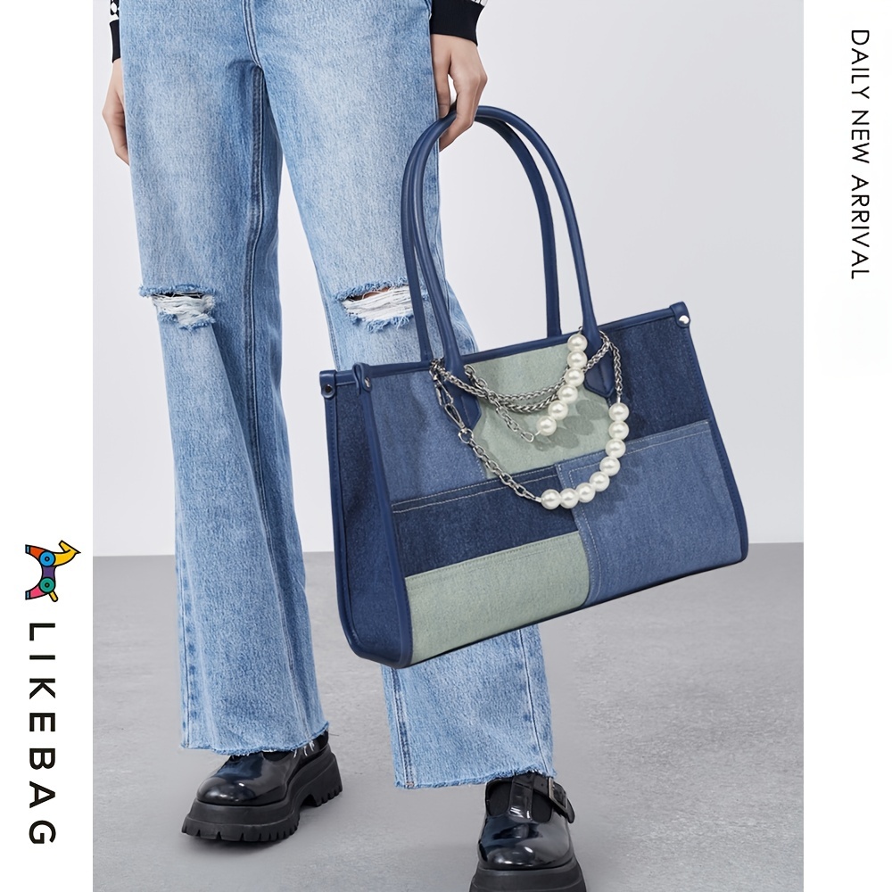 Argyle Quilted Shoulder Bag, Chain Strap Large Capacity Tote Bag, Women's  Turn Lock Handbag For Work - Temu