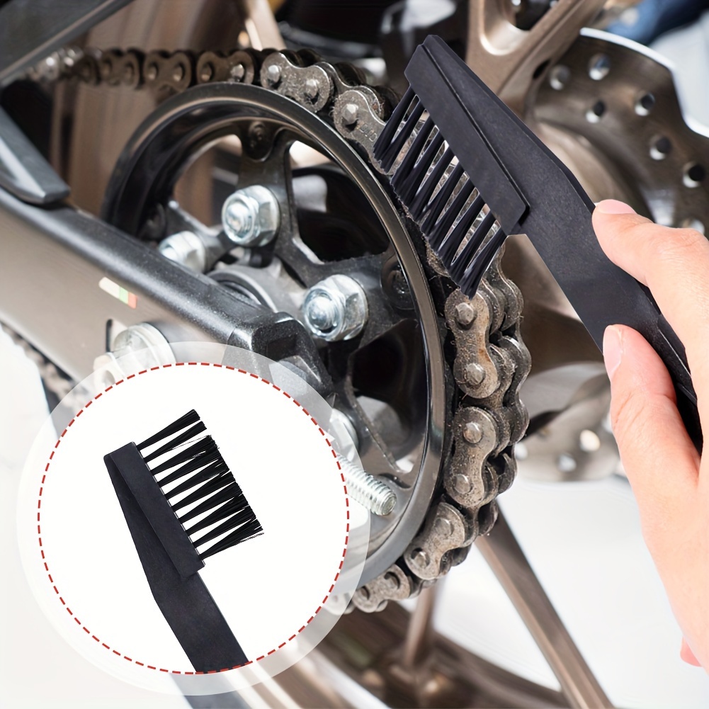 Motorcycle Bike Chain Cleaner Dual Heads Chain Scrubber Cleaning Brush 