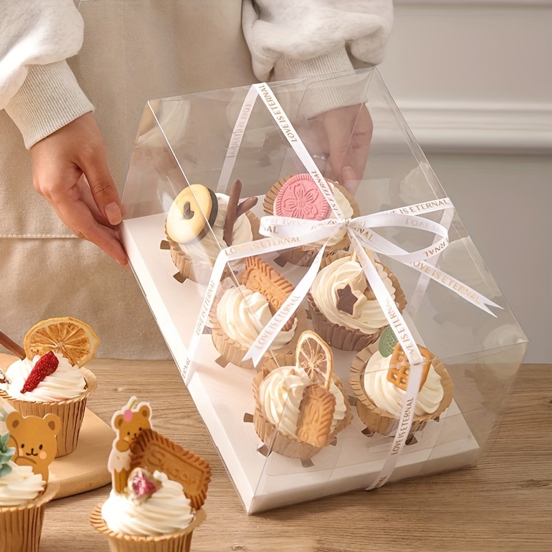 Porta Cupcake a livelli trasparenti con coperchio di bloccaggio