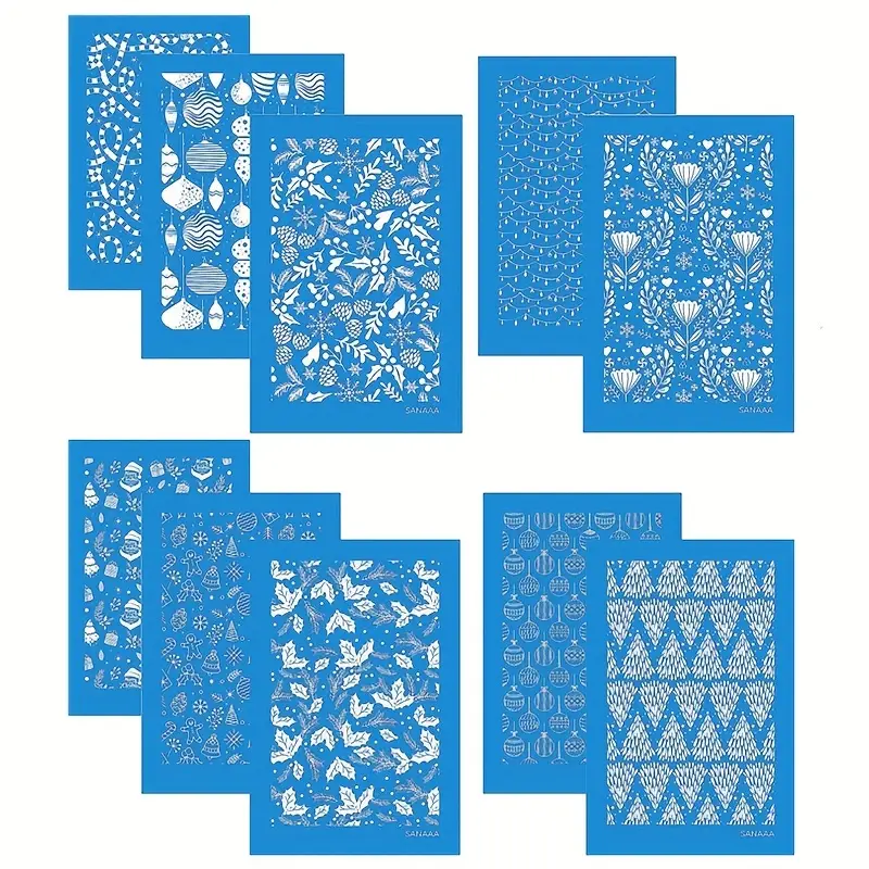10pcs Christmas Silk Screen Stencils For Polymer Clay, Reusable Holiday  Silk Screens For Polymer Clay Cutters, For Jewelry Making Supplies  Christmas E