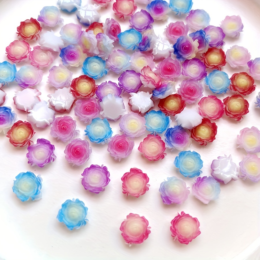 VOSAREA 150 Pcs Hairpin Flatback Resin Charms Tiny Flowers for Crafts Resin  Flatback Beads Fairy Gardens Decor Flower Hair Clip Flower Hair Claw