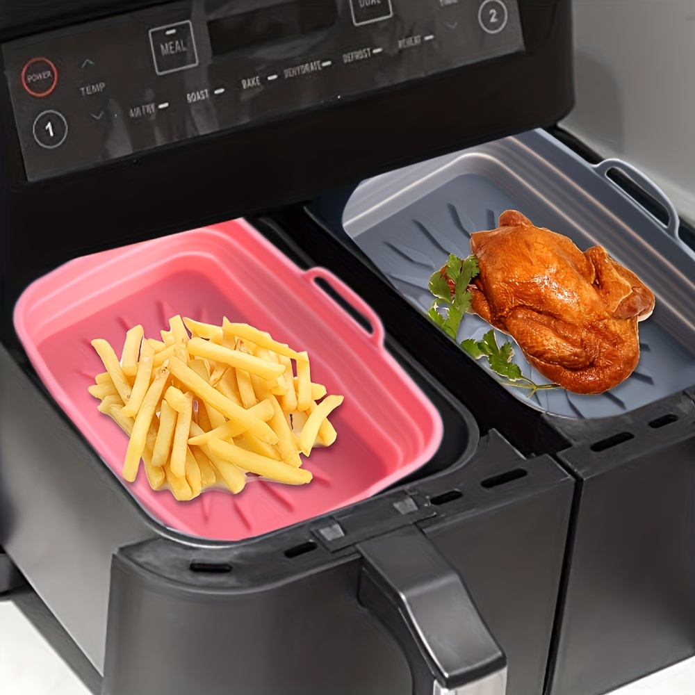 MMH Silicone Liners Rectangular 2 Pcs for 10 Qt Air Fryer Dual Baskets, 2  Basket Airfryer Rectangle Silicone Pot Reusable Baking Tray Fits Ninja  Foodi