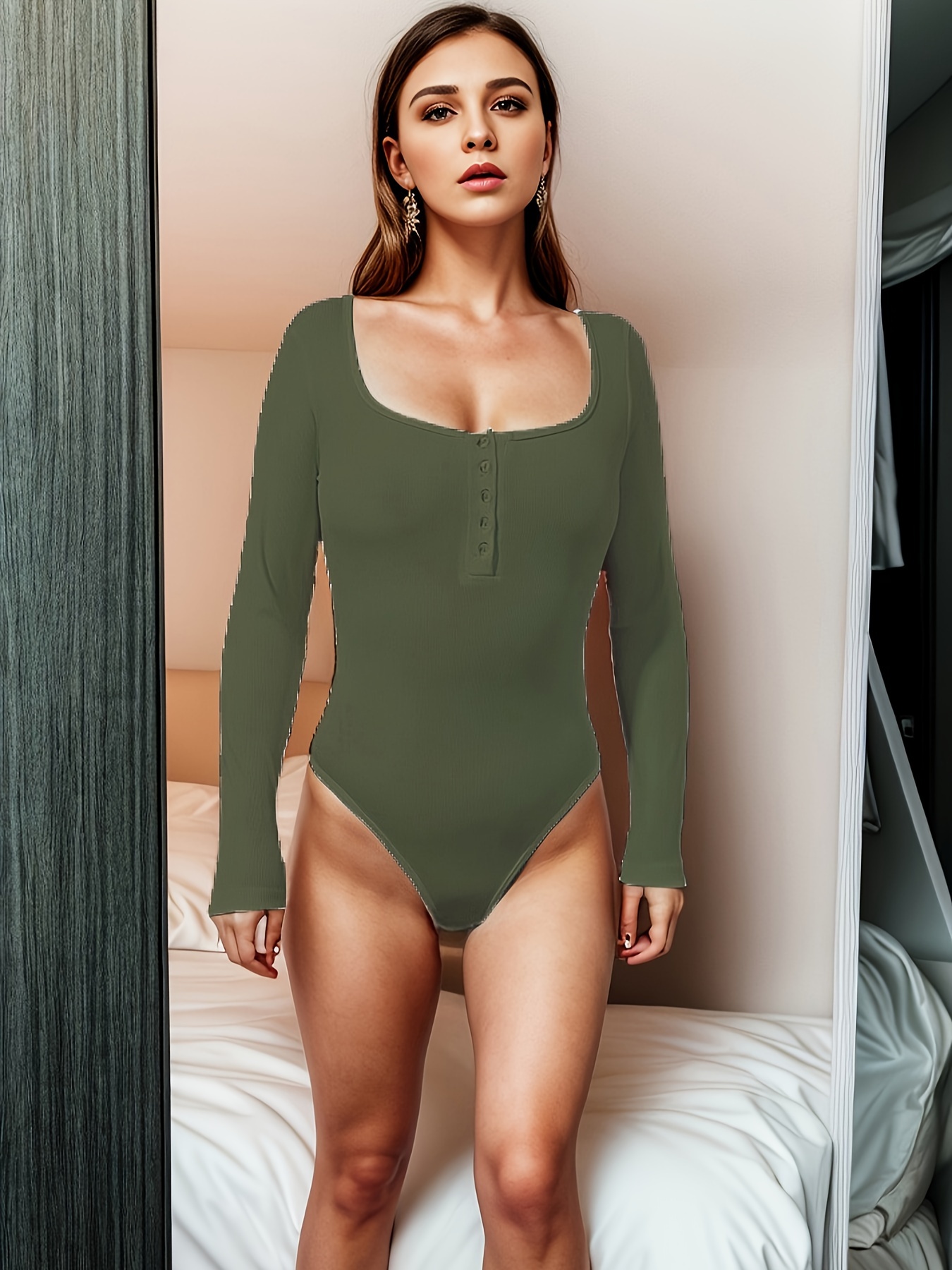C Cup Bodysuit with Long Sleeves