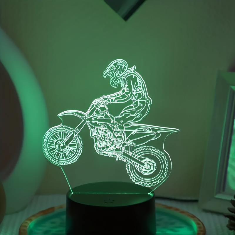 1pc Creative 3d Night Light, Lampe De Bureau Usb En Forme De Motocross,  Avec Bouton Tactile, 7,5 X5,12, Paiement En Ligne Rapide Et Sécurisé