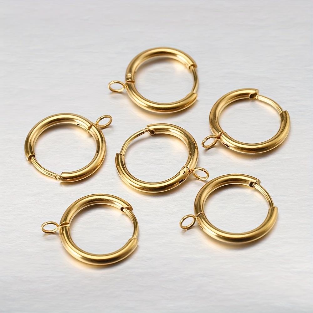 

10pcs 1.6cm Stainless Steel Earring Coil Earring Hoop Ear Rings Minimalist Titanium Steel Welding Coil Ear Buckle Diy Earring Jewelry Accessories