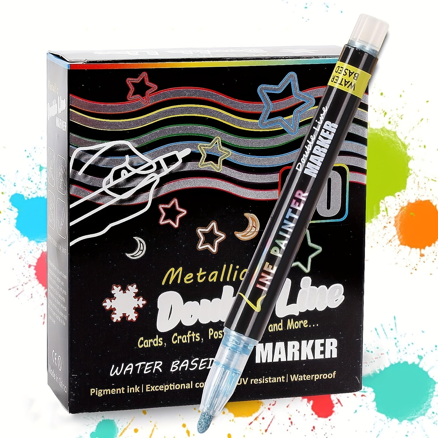 ILS  24 Colors Inten-ls: Doodle Shimmer Markers Set Super Squiggles  Outline For Arts Crafts