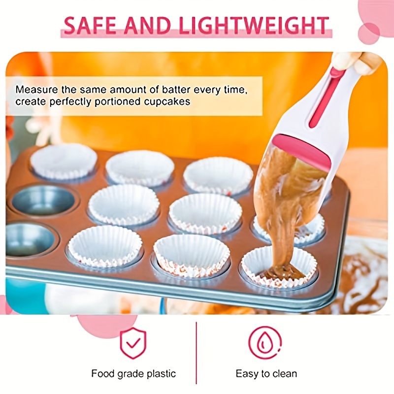 Cake Batter Distribution Scoop, Kitchen flour paste Dispenser scoop DIY  cupcake batter scoop, One-Touch Sliding Button Dispenses Batter, Home  Batter