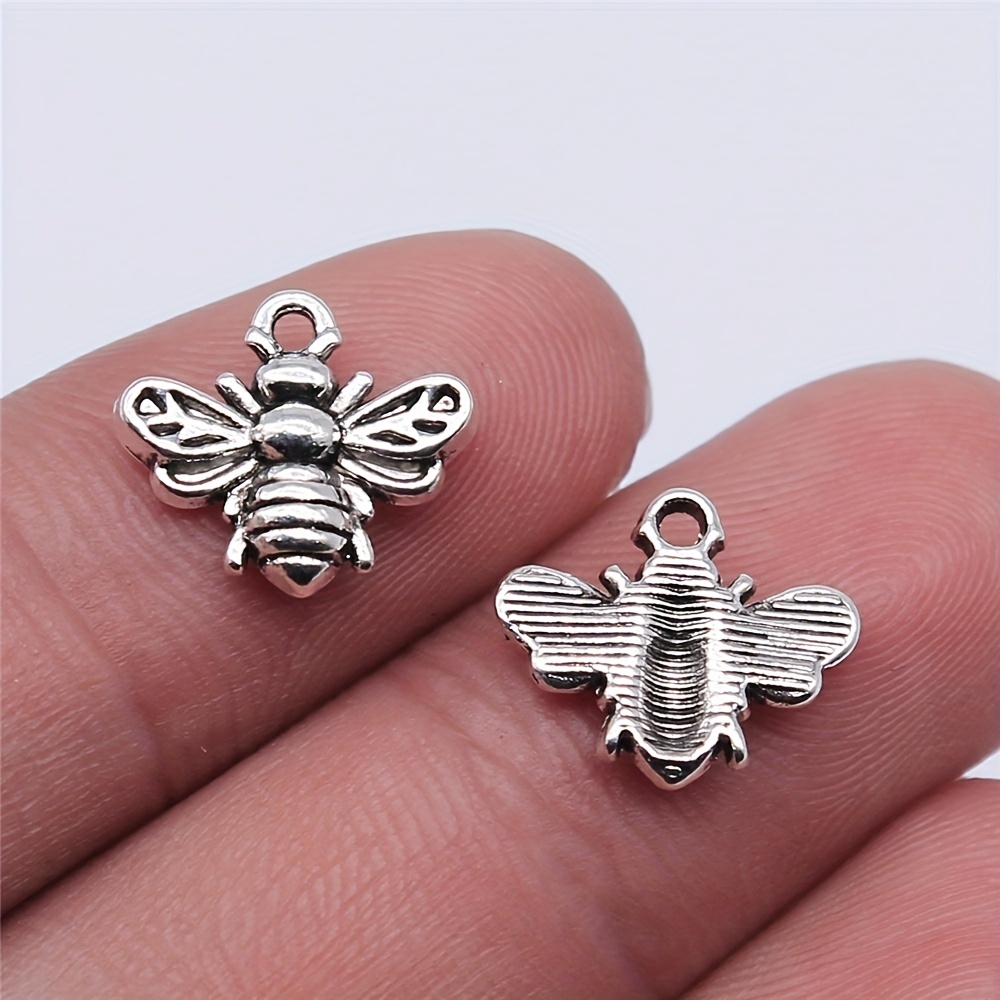 20pcs Ancient Silver Color Small Bee Charm Pendant, Bracelet Necklace Pendant, DIY Jewelry, Jewels Making Accessories 11x14mm,Temu
