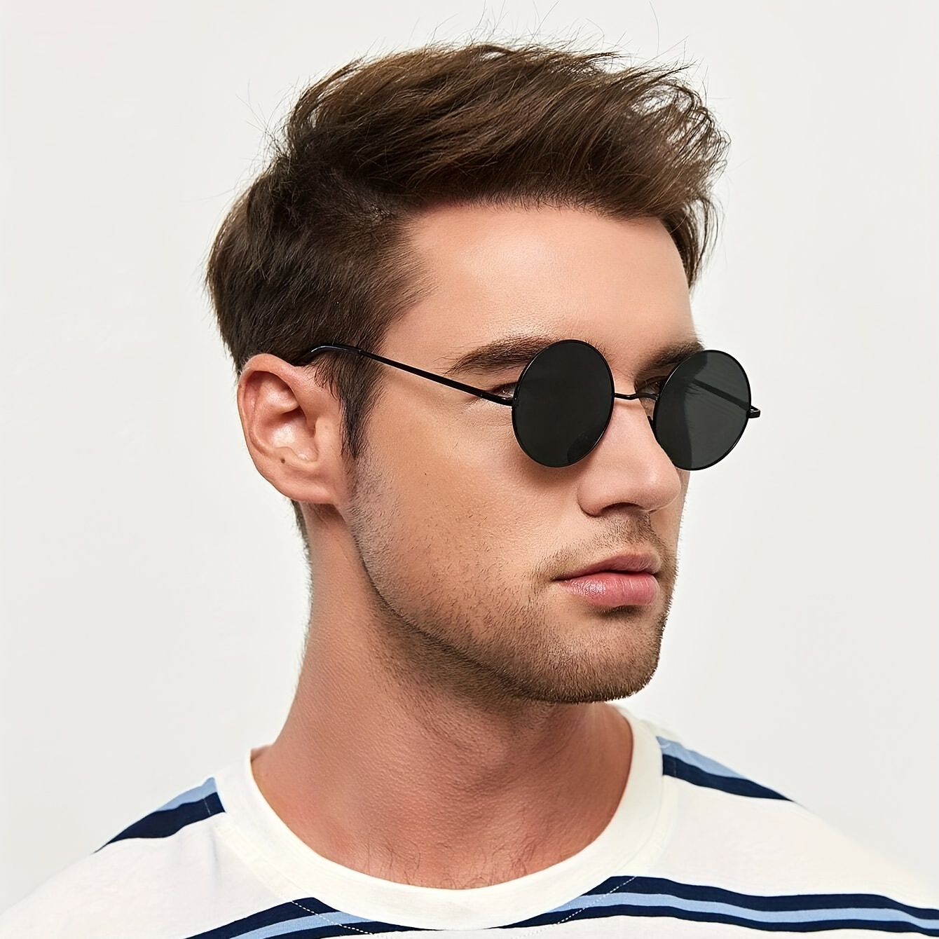 Simple Retro Round Frame Sunglasses Men Women Versatile Driving