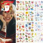 [Merry, Merry Christmas]New 12 Styles Waterproof Cartoon Glitter Christmas Series Tattoo Stickers Santa Claus Small Animal Snowman Crystal Ball Gradient Snowflake Face Stickers Arm Stickers For Women Men Universal Tattoo Stickers Body Art