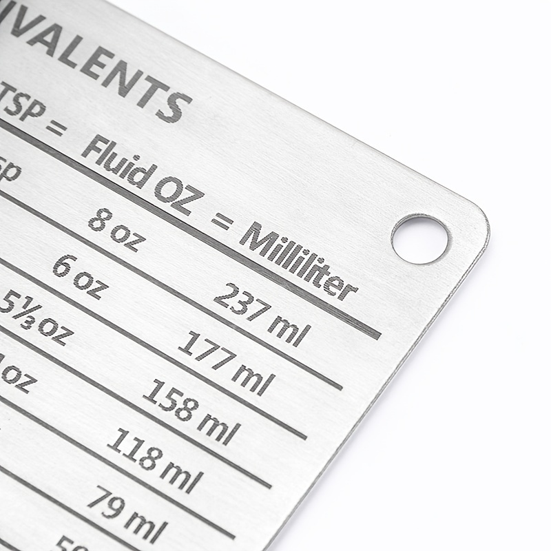 Magnetic Stainless Steel Measuring Cup Conversion Plate with Measurement  Conversion Chart - Features Scale and Magnetic Suction - Refrigerator Magnet  Design - Essential Kitchen Supply 