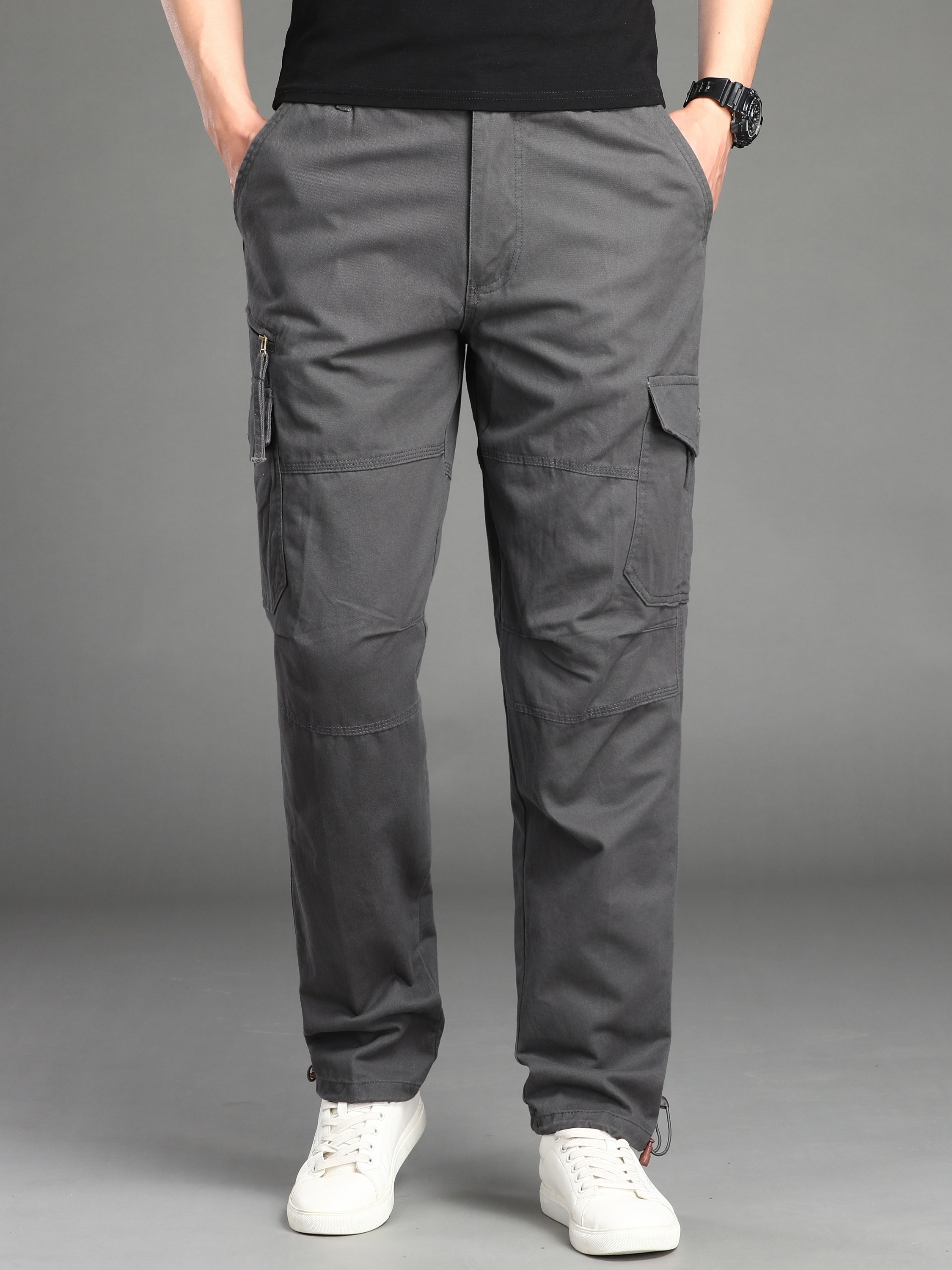 Pantalones de trabajo para hombre, elásticos, con cintura elástica,  pantalones cargo casuales, sueltos, ligeros, pantalones de trabajo