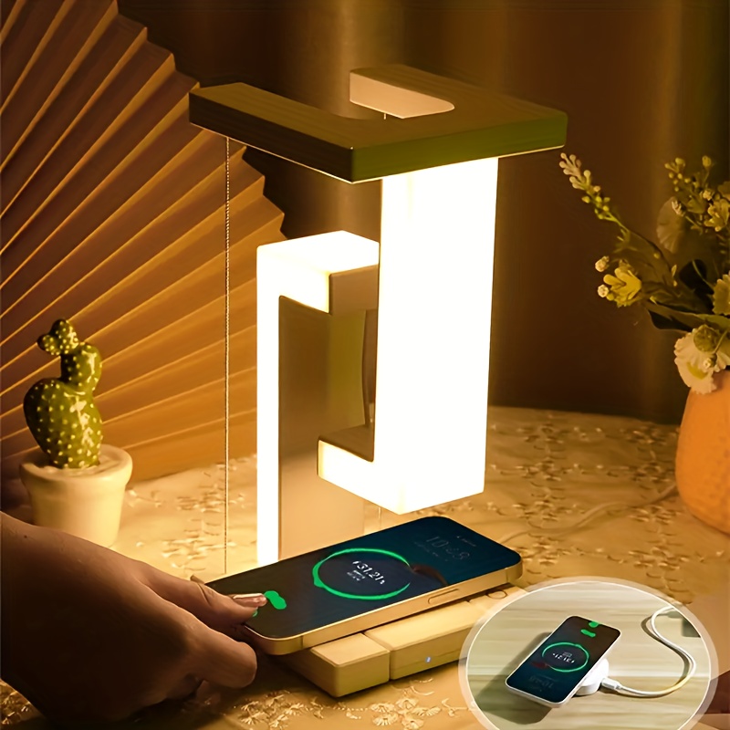Cargador inalámbrico LED de luz ambiental, lámpara de mesa multifuncional,  reloj despertador, luz nocturna de noche, lámpara de audio Bluetooth