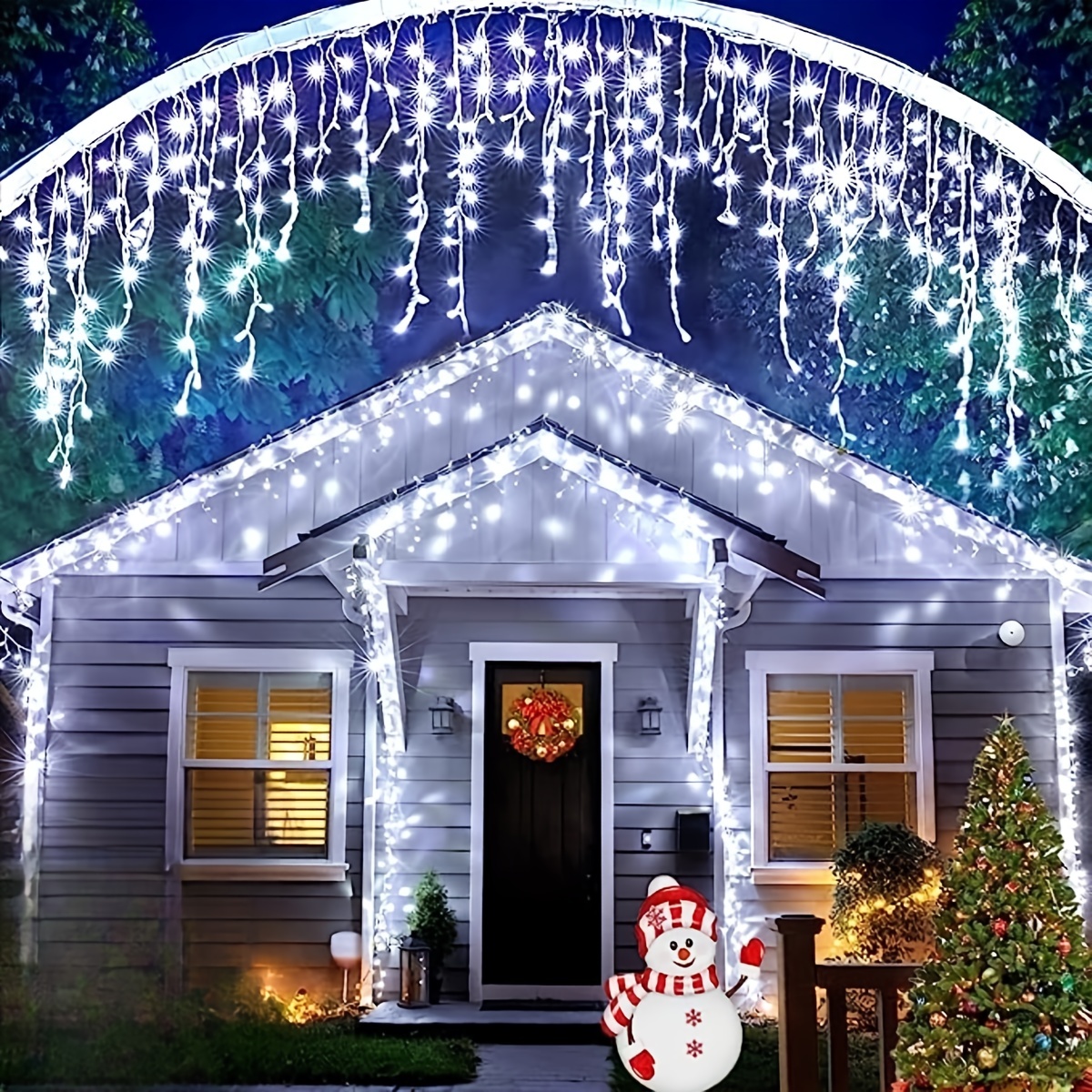1pc icicle string light 8 modes waterproof usb powered led twinkle lights for patio garden tree fence yard party christmas holiday decorations details 1