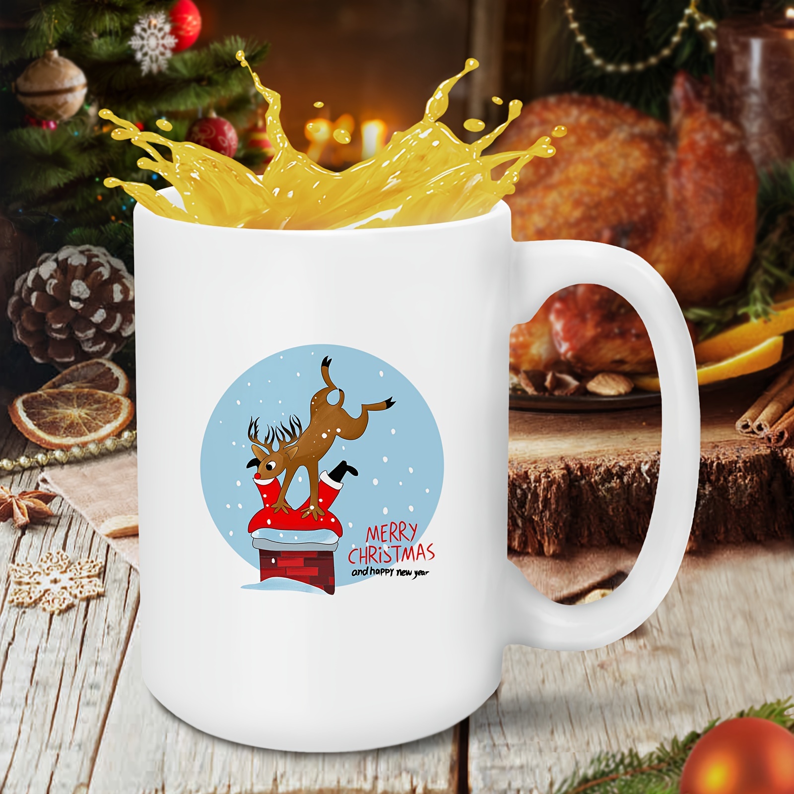 Christmas Coffee Mug Merry Christmas Coffee Cup Reindeer with Stars Holiday Decorative Best Christmas Gifts for Family Friends Coworkers Men Women