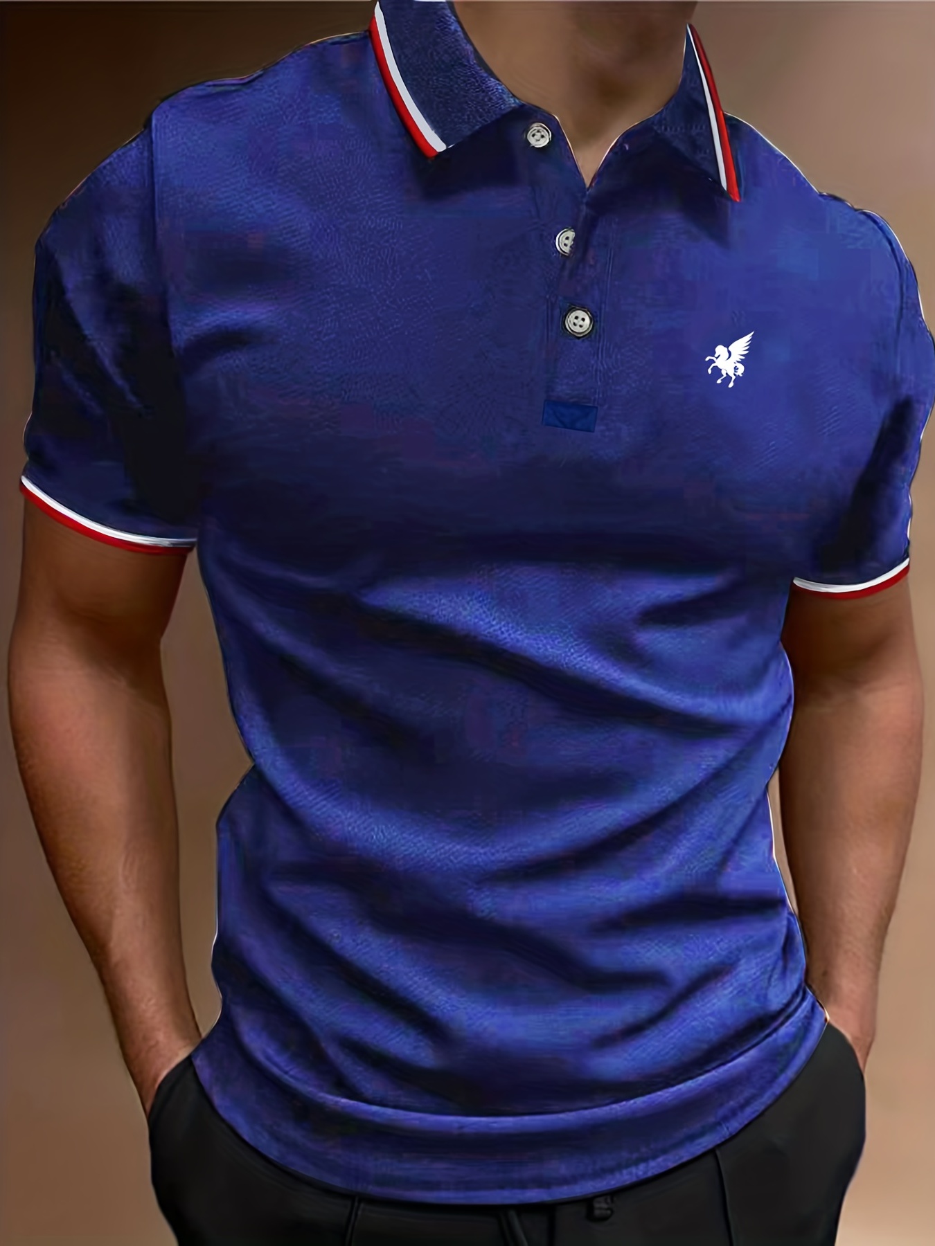 Navy blue polo shirt with deals red horse