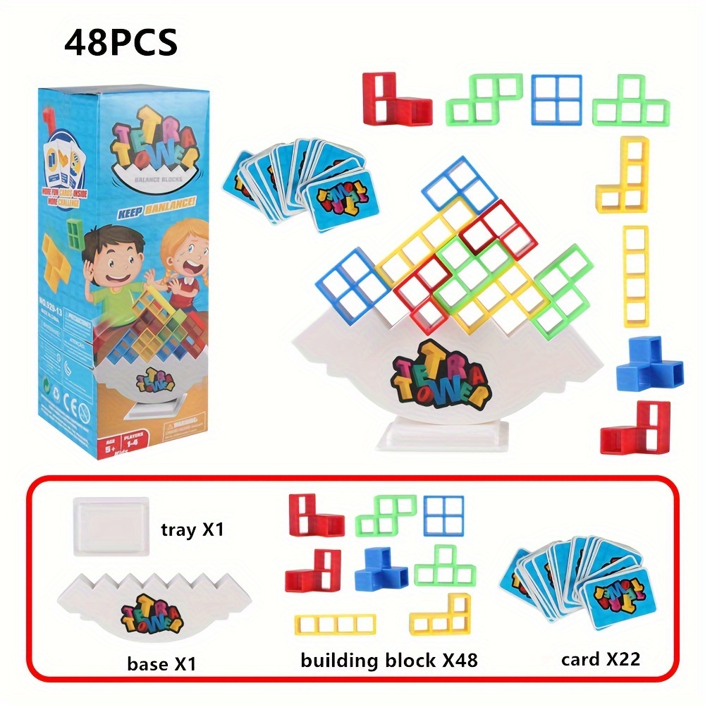 48PCS Tetra Tower Fun Balance Stacking Building Blocks Board Game