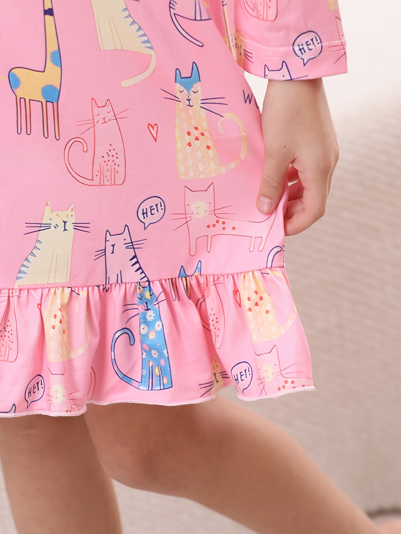 Toddler Girls Night Dress Mermaid Cat Print Party Pajamas - Temu