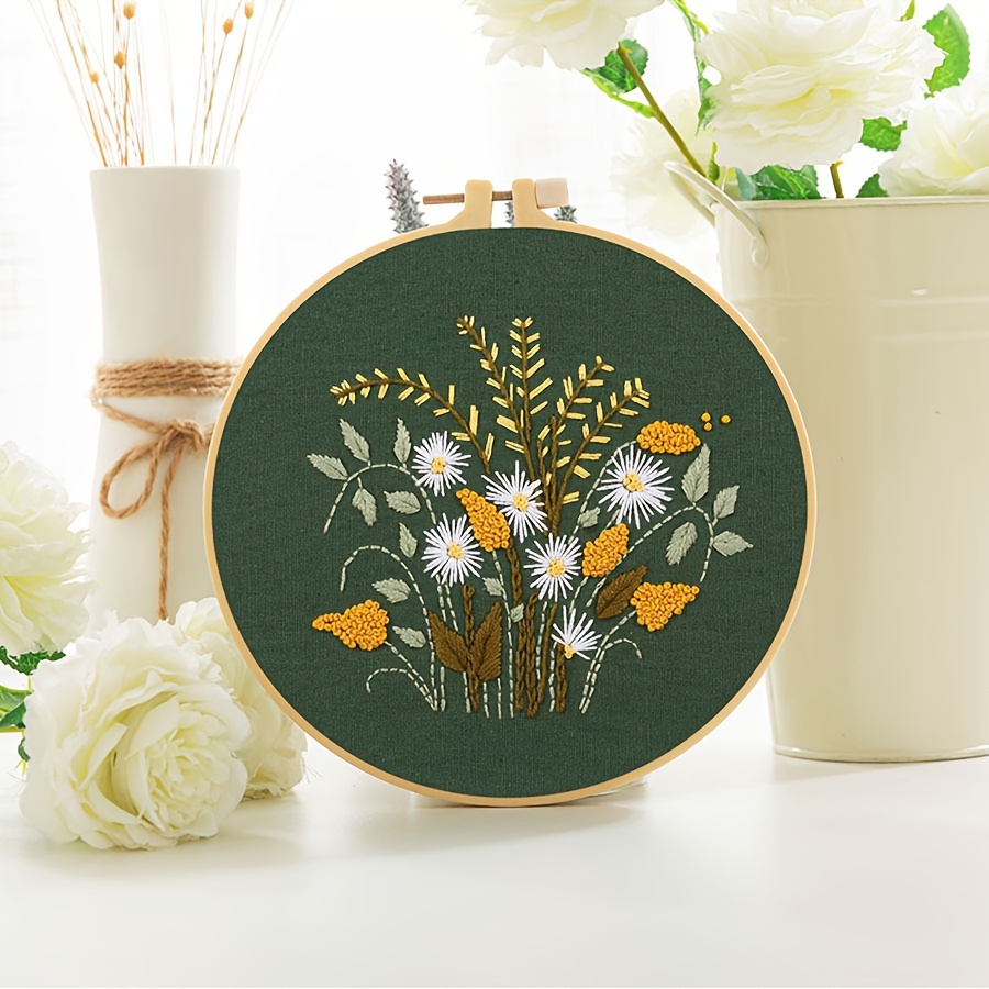 Embroidery Kit Honeybee And Flowers Include 1 Embroidery - Temu