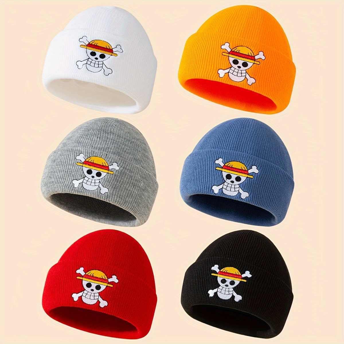 ONE PIECE Luffy Beanie Hats Anime Kids Brimless Hat Cartoon Hip